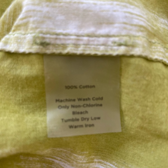 Talbots Chartreuse Avocado Green Button Down SS M - Picture 6 of 7